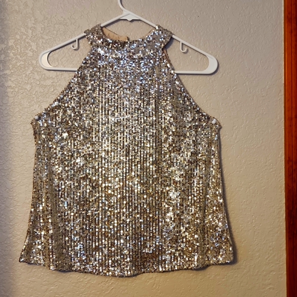 Love on a hanger Silver Sequin M NWT